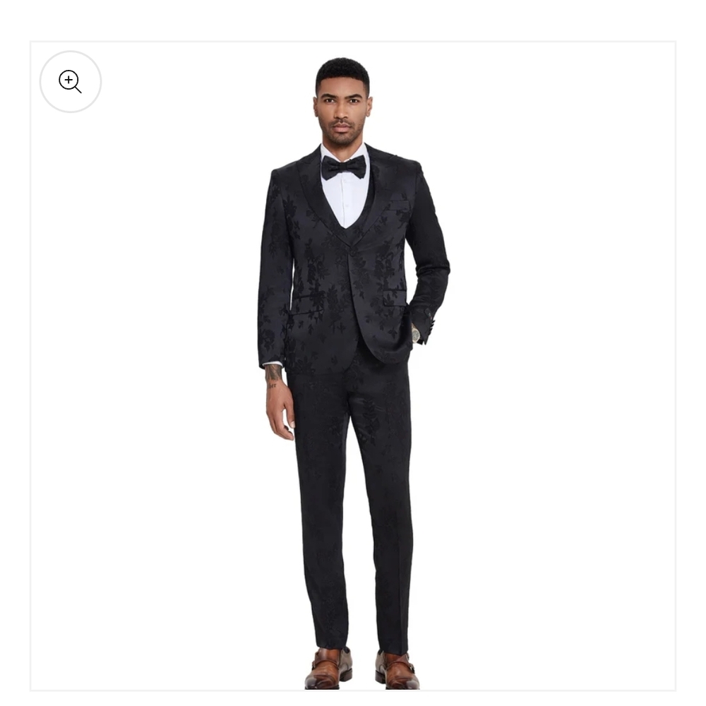 Men's Black Paisley Suit Prom